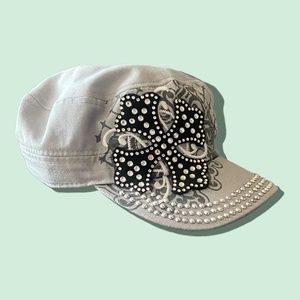Silver Fever Rhinstone Cadet Cap